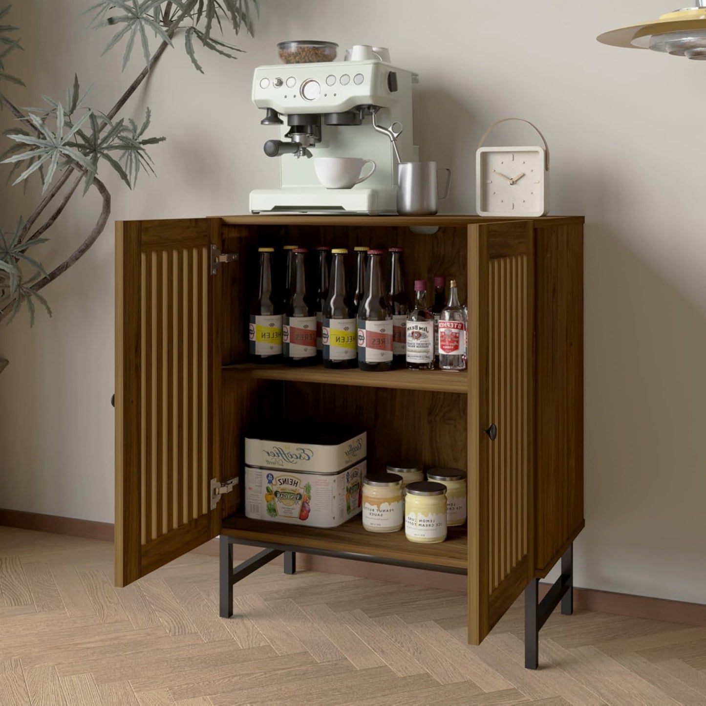 Buffet Storage Cabinet with 2 Doors,Kitchen Sideboard with Storage,Coffee Bar Cabinet for Kitchen,Living Room,Natural