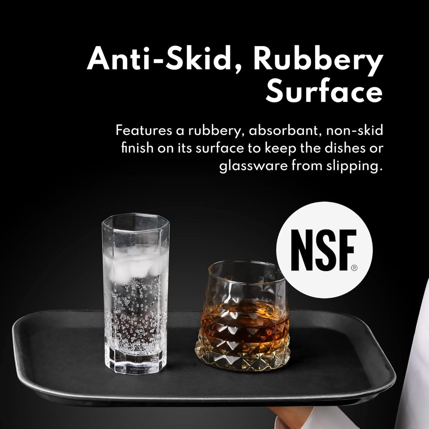 New Star Foodservice Restaurant Grade Non-Slip Tray, Plastic, Rubber Lined, Rectangular (Brown, 18-Inch x 26-Inch)
