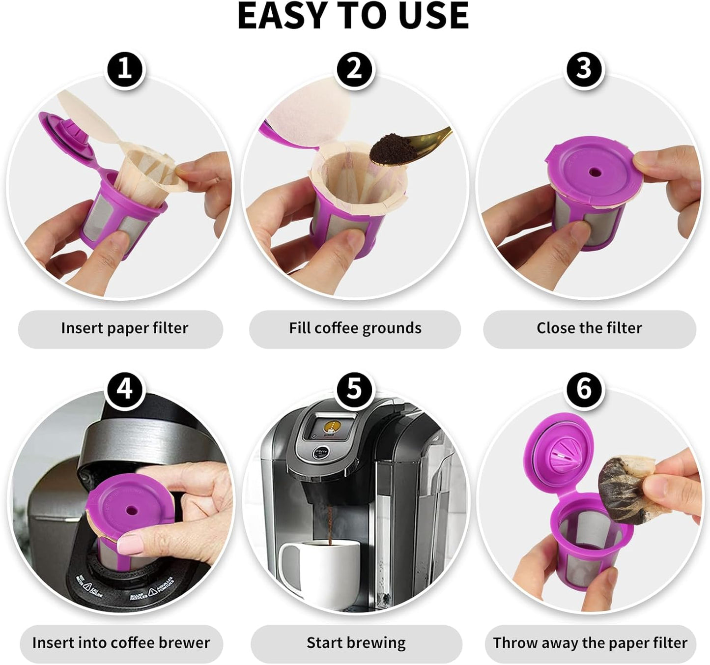 200 Count Fanativita K Cup Filters Disposable with Genius Lid Design, Fit All Reusable K Cups for Keurig (Unbleached)