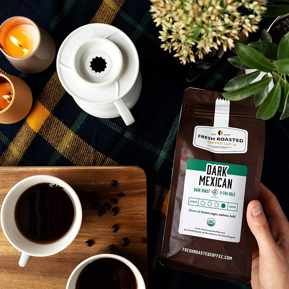 Fresh Roasted Coffee, Organic Dark Mexican | Mold & Myco 3rd Party Tested, USDA Organic, Kosher | Dark Roast 2 lb (32 oz) Whole Bean