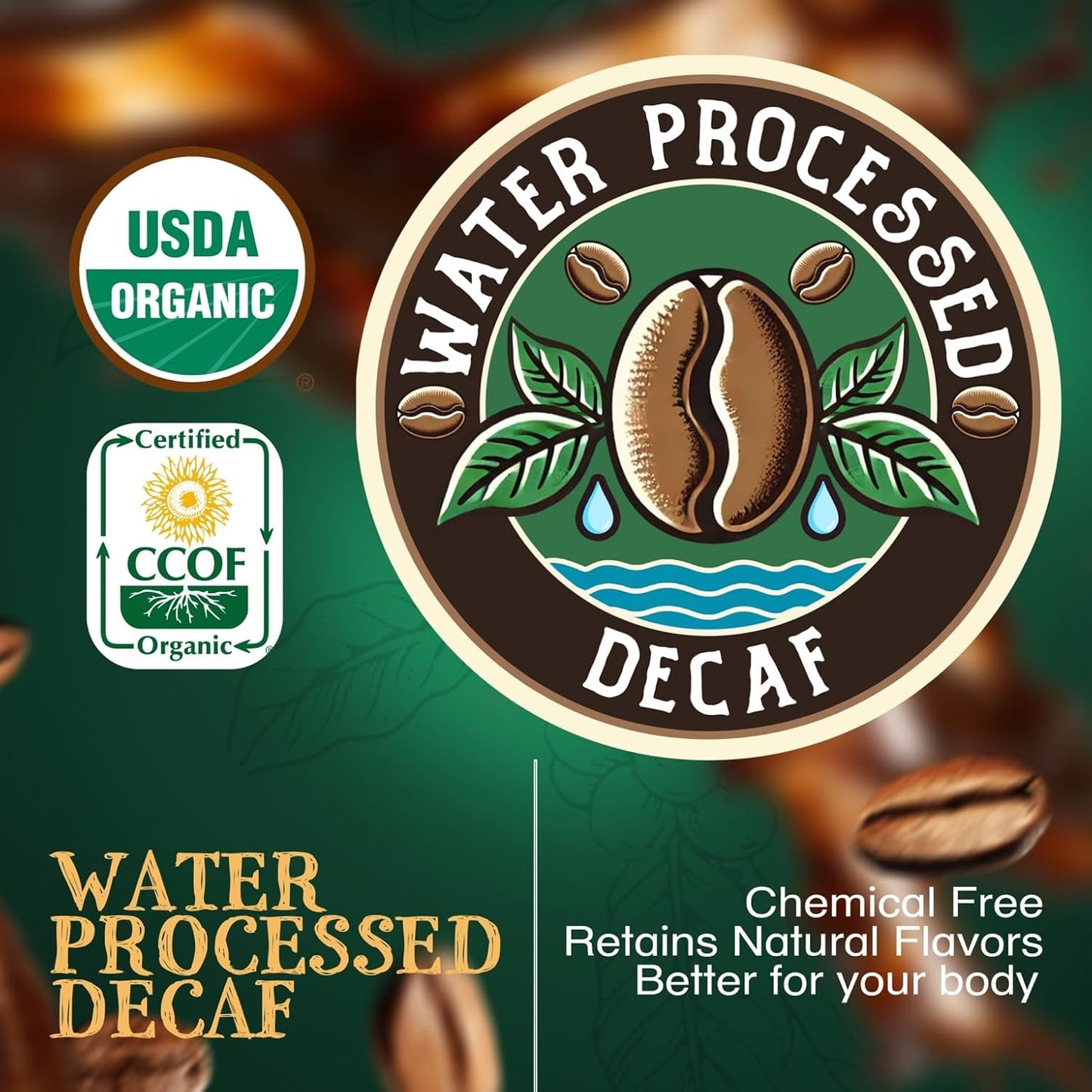 The Bean Organic Coffee Company Water Processed DECAF Aloha Bean (Hawaiian Hazelnut), Medium Roast, Whole Bean Coffee, 5-Pound Bag