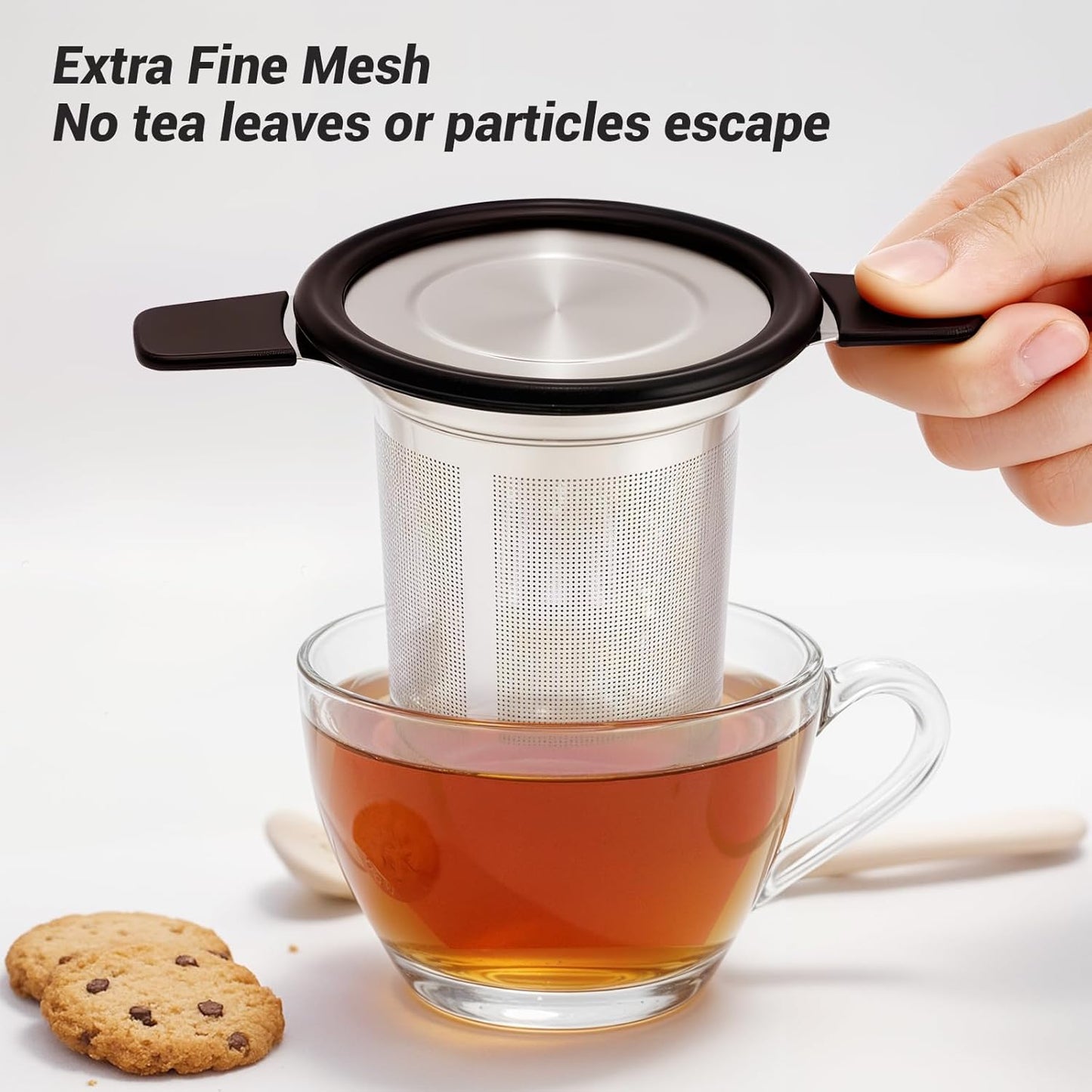 Tifanso Stainless Steel Tea Infuser Steeper Strainer for Loose Leaf Tea, Fine Mesh Reusable Diffusers Ball Bag Filter Holder with Heat Proof Handles for Teapots, Mugs, Cups