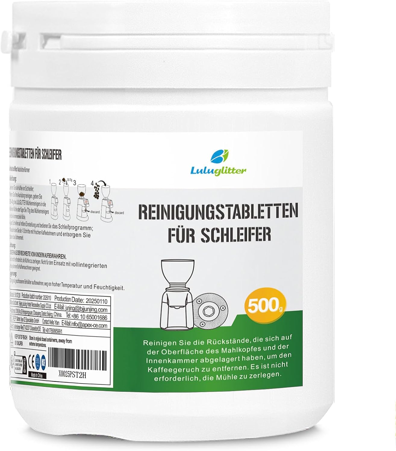 Professional Coffee Grinder Cleaning Tablets - 500g Coffee Grinder Cleaner - Natural Food Safe Gluten Free - Help Extend Life of Your Grinder