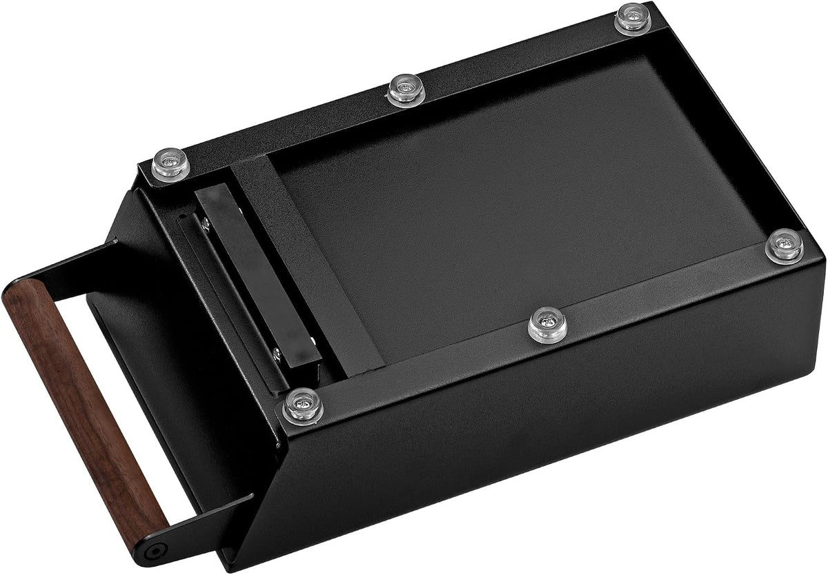 Normcore Espresso Knock Box Drawer, 304 Stainless Steel with Removable Knock Bar, Non-Slip Base & Walnut Wood Handle, Mirror Finish, Size S,Walnut