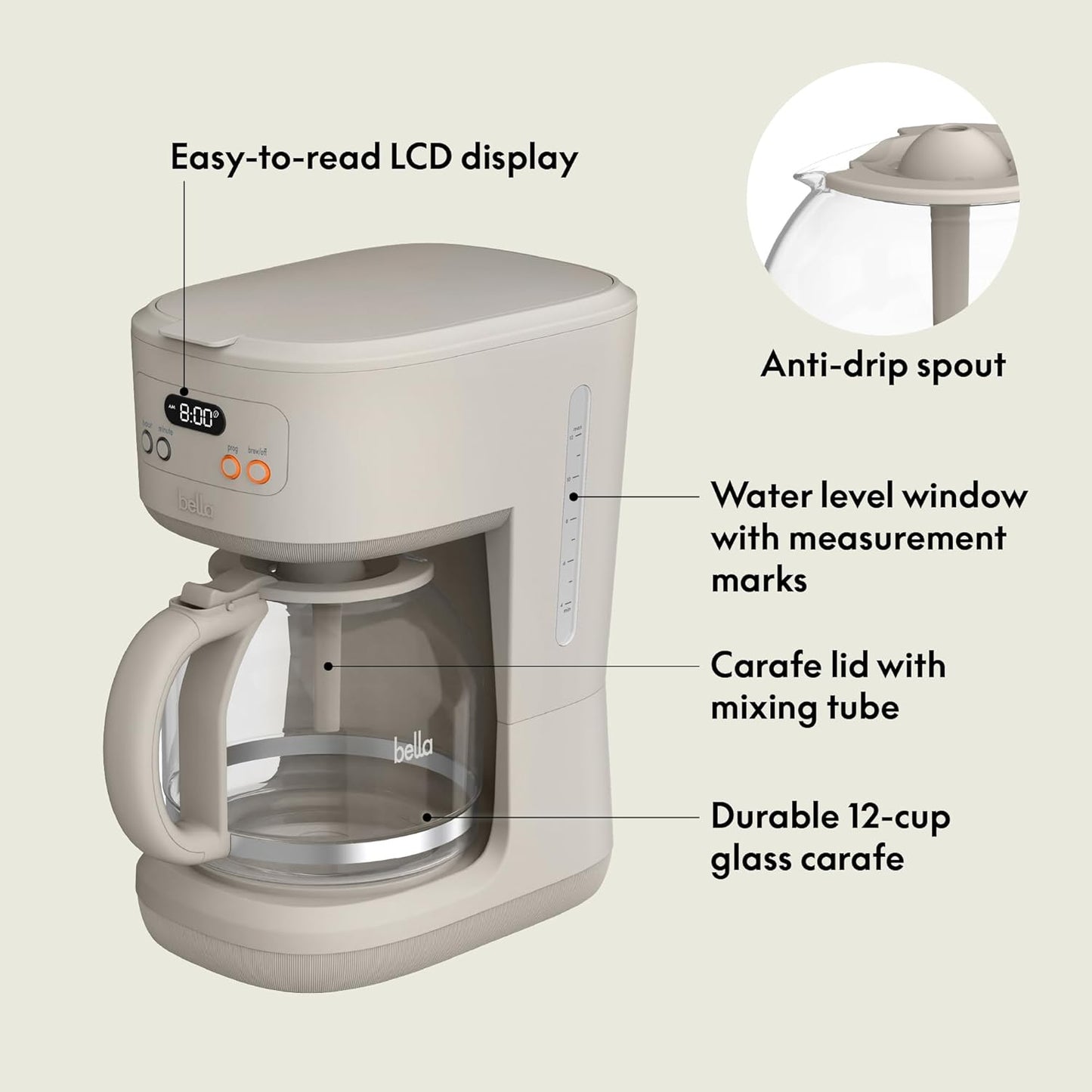 bella 12 cup Programmable Coffee Maker