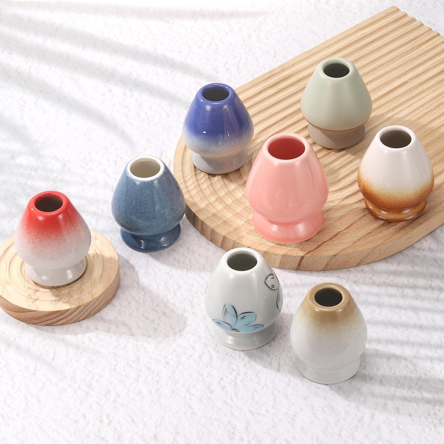 HARFINGTON Ceramic Chasen Stand 70mm Matcha Whisk Holder Teas Set Whisks Stand Traditional Matcha Tea Chasen Holder Tea Set Accessories for Tea Tasting, Yellow