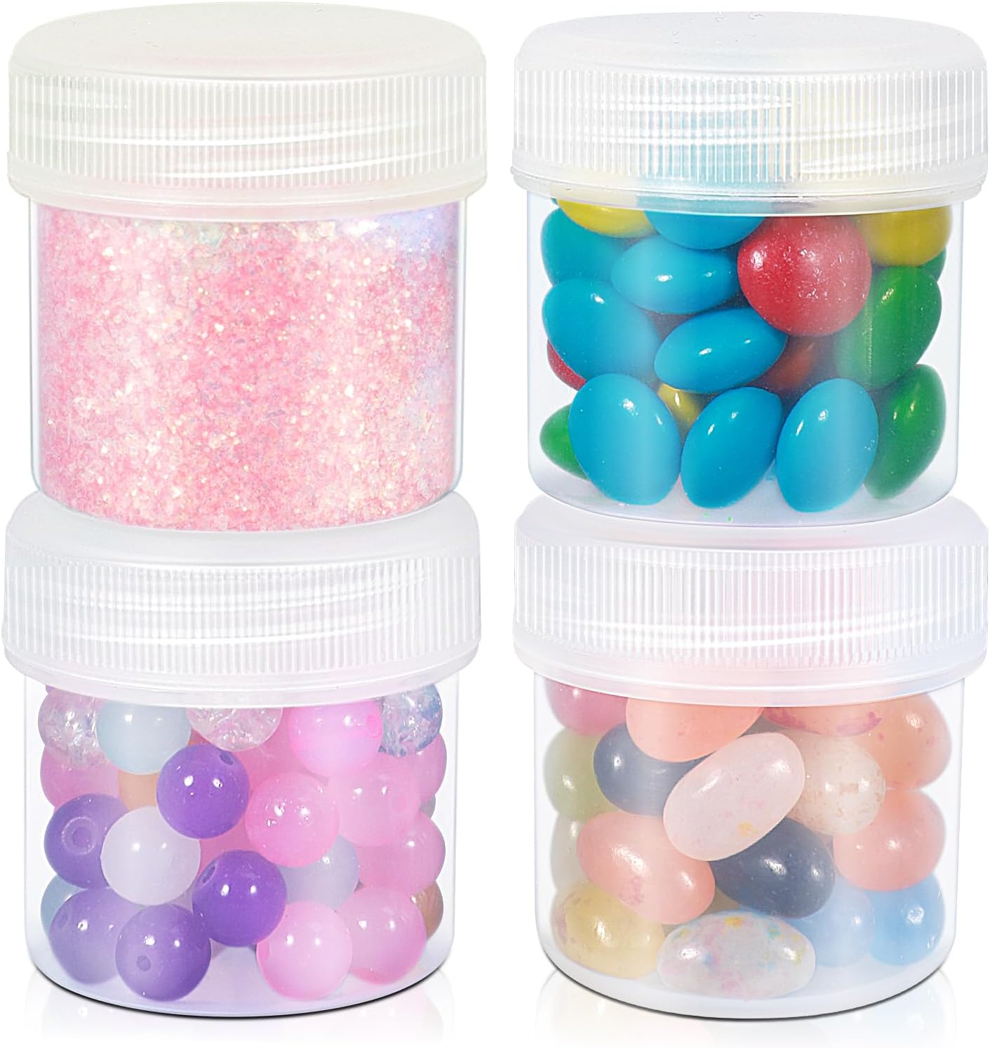 TSA Approved Wide Mouth Travel Size Containers, PP Clear & White Leak Proof Travel Plastic Jars with Lids for Creams Lotion Cosmetic, Jewelry Beads, Sample, Small Items Storage (1.7 oz, 8 Pcs)