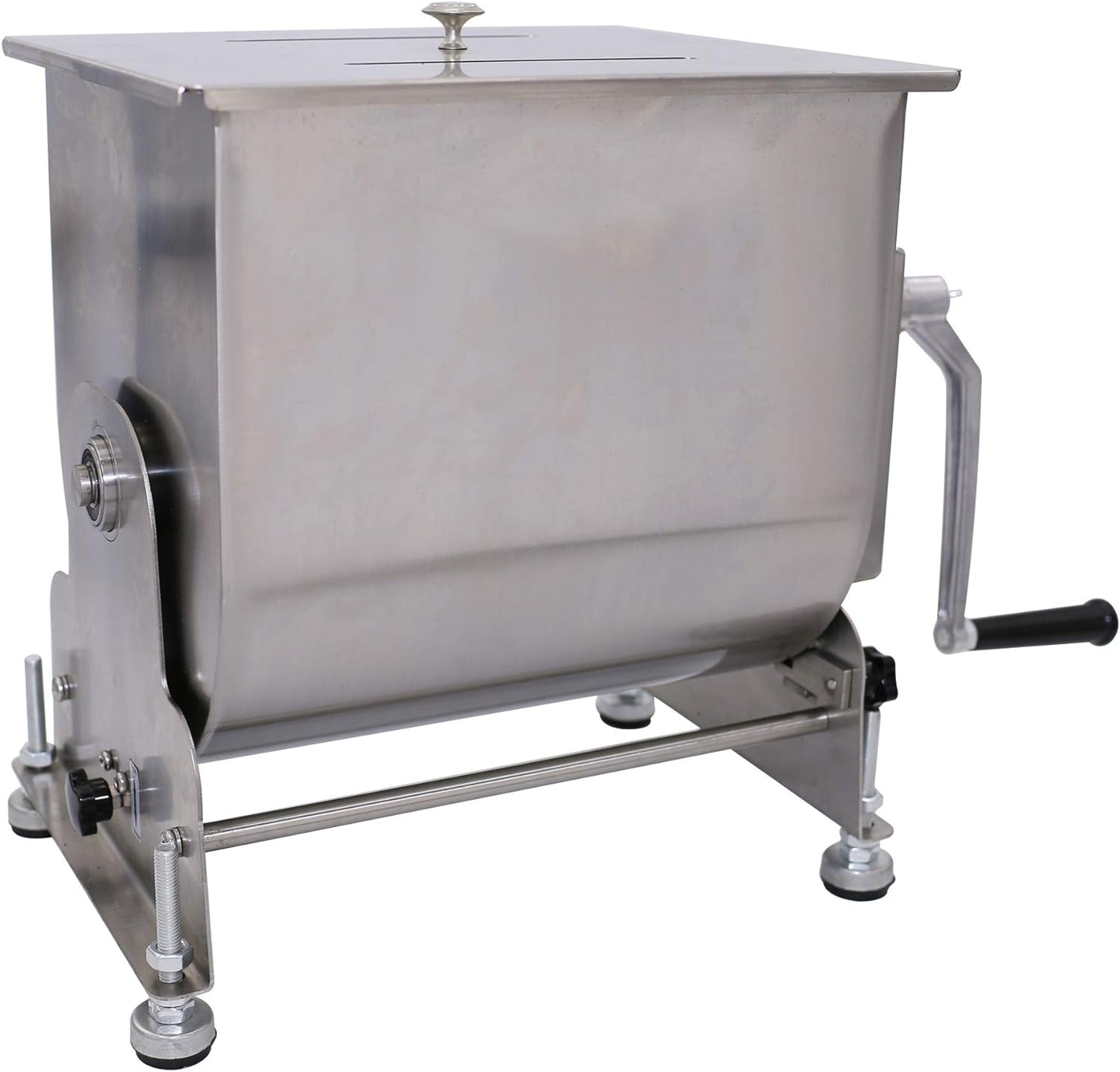 CMI Commercial Stainless Steel Manual Meat Mixers with lid,20Lb/10L Tank,(Mixing Maximum 15-Pound for Meat),Sausage Mixer Machine Meat Processing Equipment (15Lb/10L-Fixed Tank(Gear))