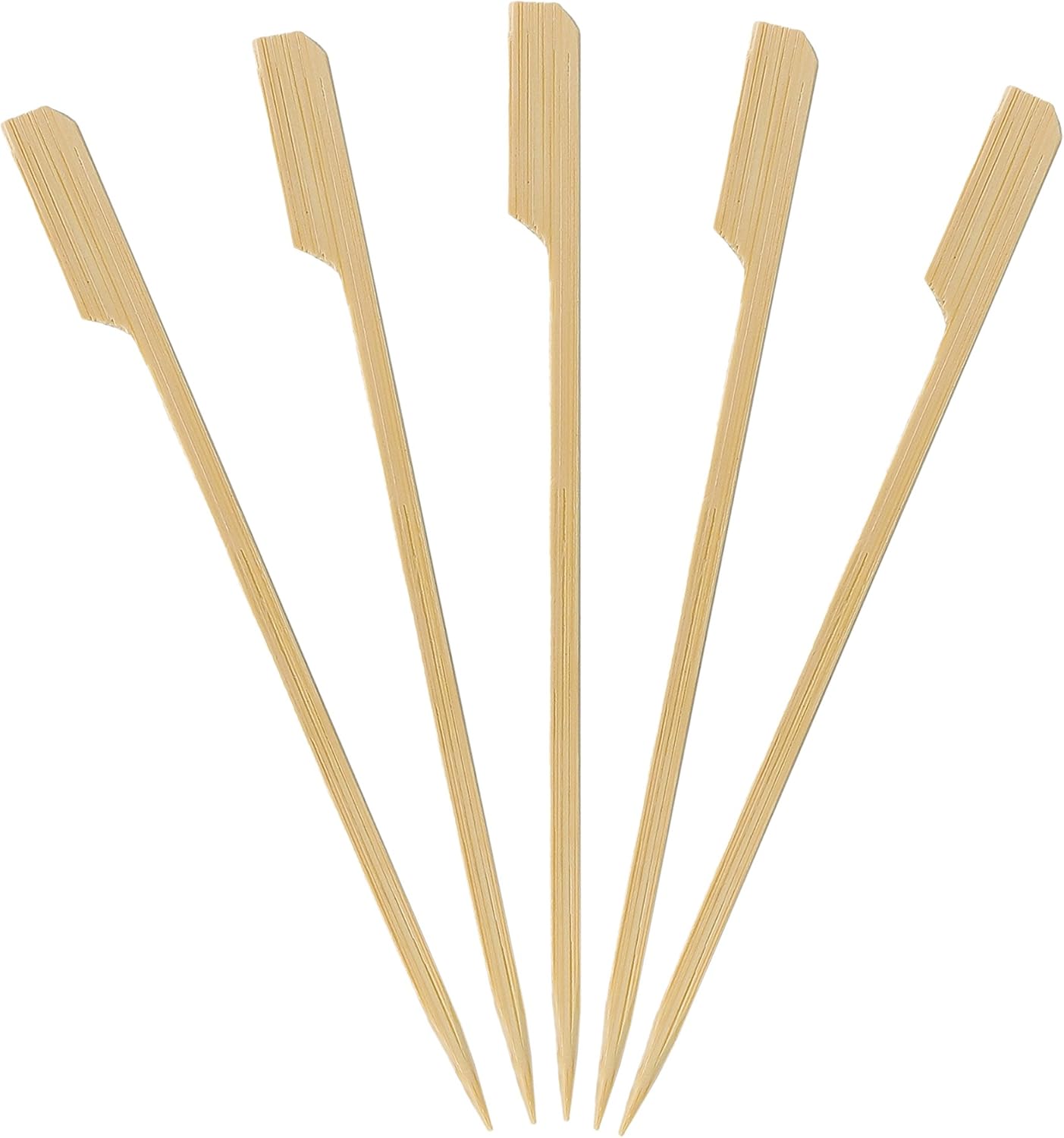 200 Count | KingSeal Natural Green Bamboo Wood Paddle Picks, Skewers for Appetizers and Cocktails, 6.0 Inches - 2 Packs of 100