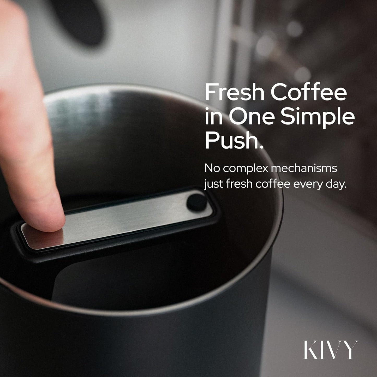 KIVY Vacuum Seal Coffee Canister [AIRTIGHT] - Coffee Canister with Airtight Lid - Airtight Coffee Jar - Air Tight Coffee Container - Vacuum Storage (Glass)