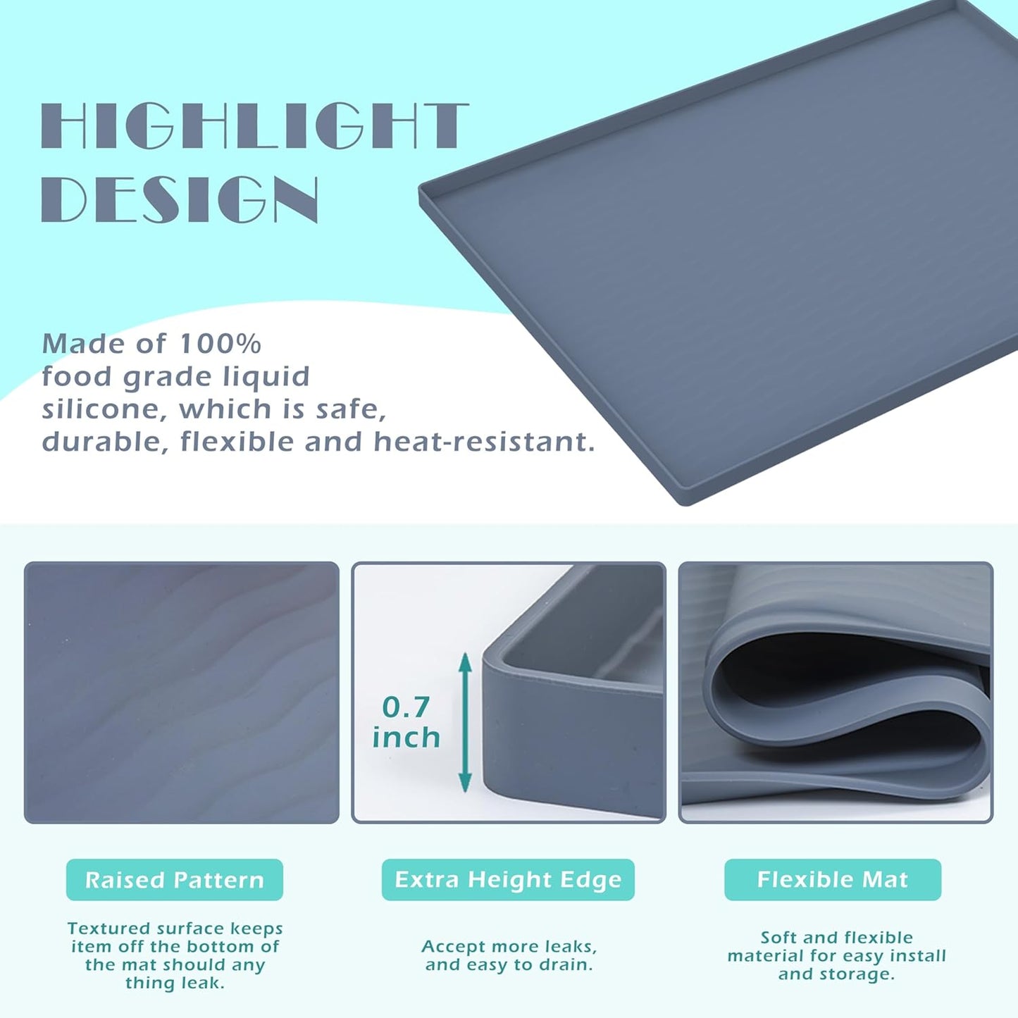 URMONA Waterproof Silicone Under Sink Mat 19'' x 19'' Shelf Liner for Kitchen and Bathroom, Cabinet and Counter Protector, Storage and Organizers, Litter Mat, Pet Cat Puppy Essentials(Cream)