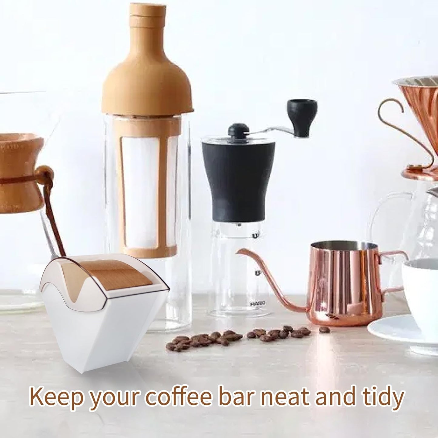 Coffee Filter Holder for Organizer and Coffee Station Accessories (White)