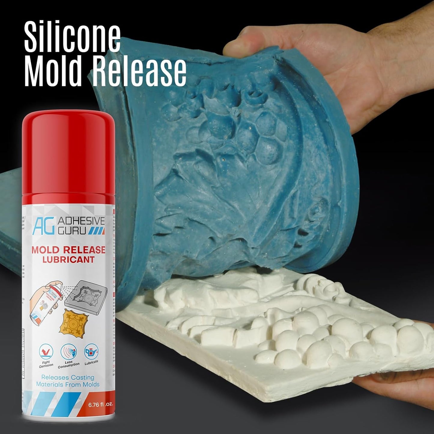 Adhesive Guru Silicone Mold Release Aerosol Spray (2x6.76 fl oz) Lubricant Agent for Epoxy Resin Molds (2 Pack)