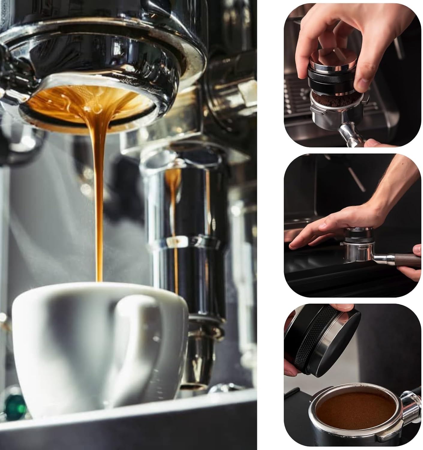 54mm Coffee Tamper and Distributor, Dual Head Coffee Leveler Fits for 54mm Breville Portafilter, Adjustable Depth Espresso Hand Tampers, Professional Barista Espresso Distribution Tool