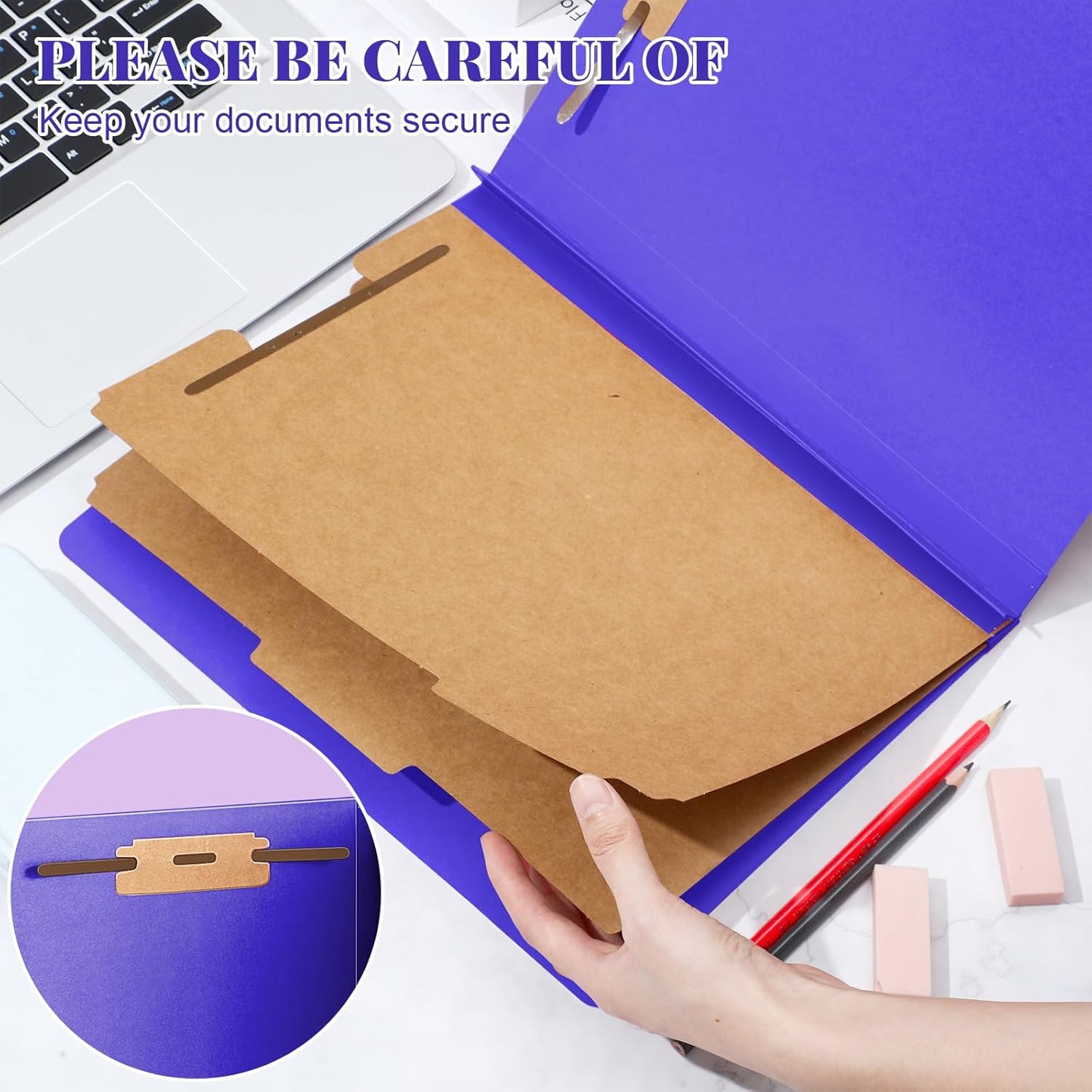 36 Pcs Classification Folders Letter Size, 2 Divider Pressboard File Folders with 3. 5 Inch Expansion, 2 Prongs Fastener, Heavy Duty Office File Organizers for Teachers, Medical (Purple)