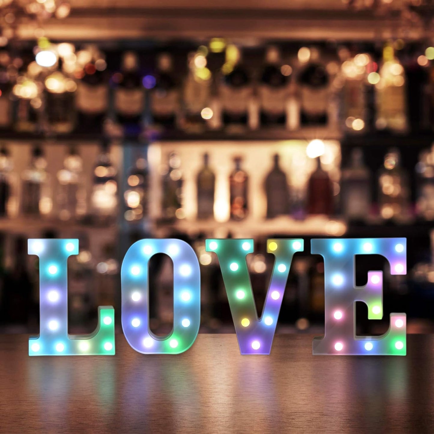 Foaky Colorful LED Letter Lights with Remote,Marquee Light Up Letters Sign for Night Light Wedding/Birthday Party Battery Powered Christmas Lamp Home Bar Decoration(I)