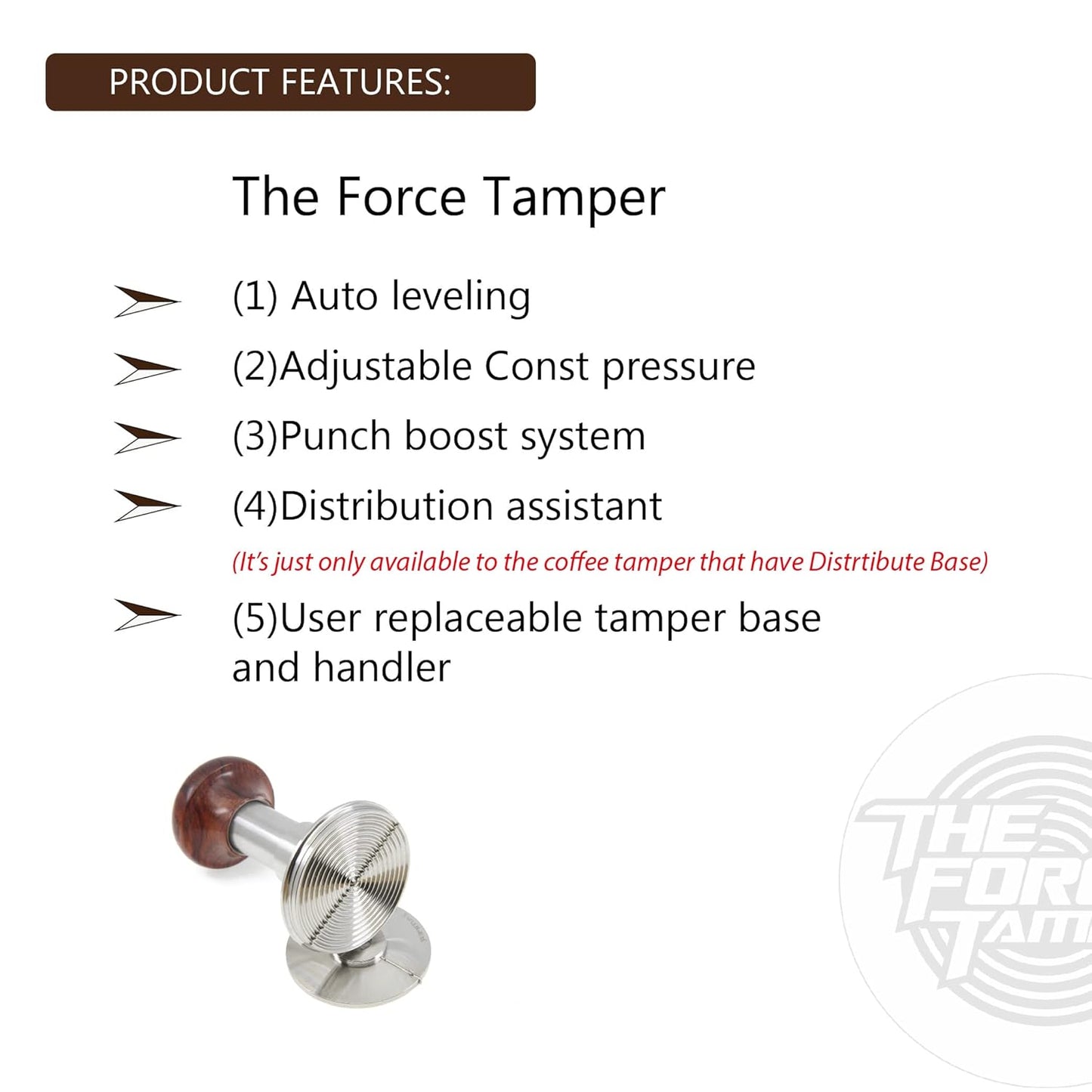 The Force Tamper Automatic Impact Adjustable Constant Pressure and Autoleveling Coffee Tamper Reddish Brown Jellyfish Wooden Handle Set Pro (Waffle-Set, 58.35mm)