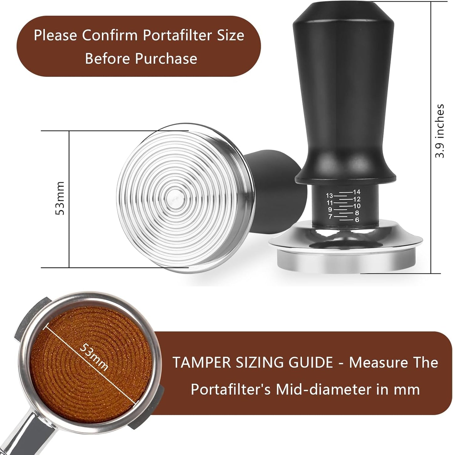 53mm Espresso Tamper Kit - Dual-Spring Calibrated Coffee Tamper, 8-Needle WDT Tool Espresso Distribution Tool, Magnetic Aluminum Dosing Funnel, Reusable Puck Screen, Fit for 53mm Portafilters
