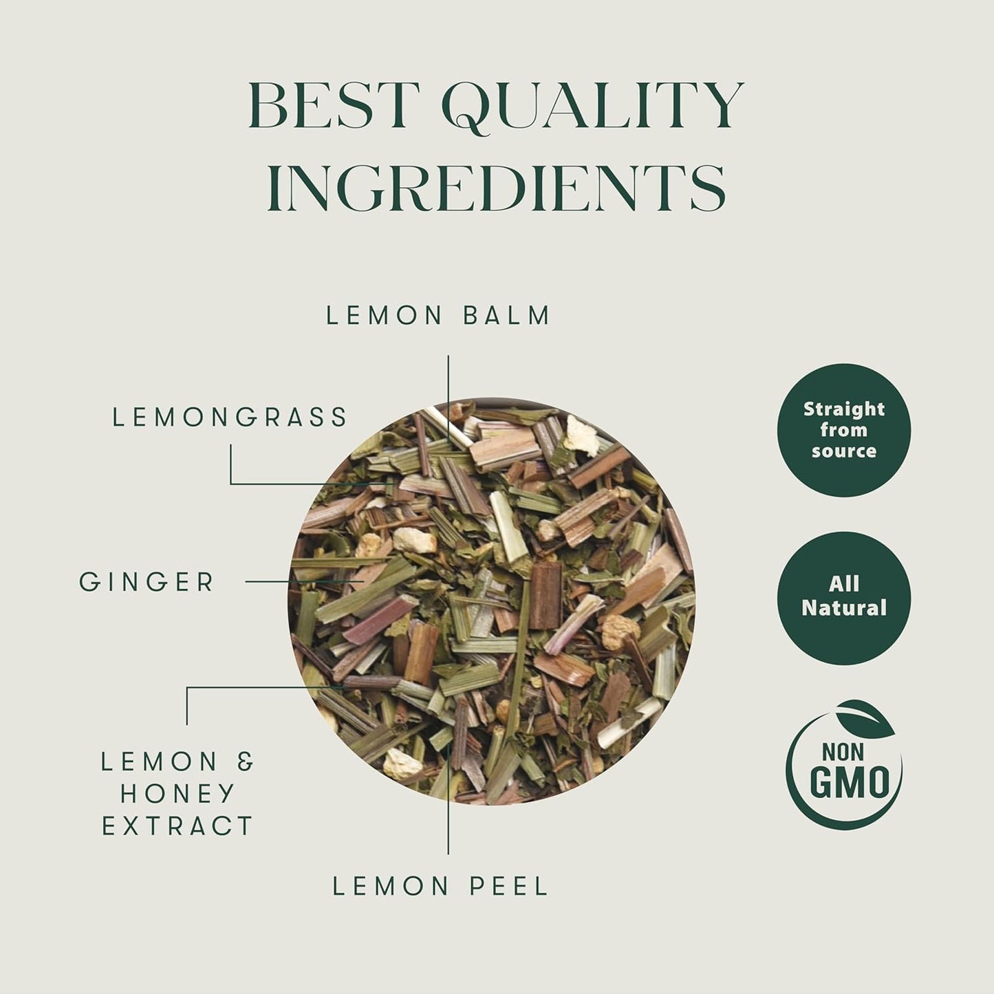 Luxmi Estates Lemon Balm Honey Ginger Loose Leaf Tea, 50 Tea Bags, Organic Herbal Tea, Caffeine Free Tea Bags for Relaxing, Calming, and Stress Relief, With Certified Organic Lemon Balm Tea