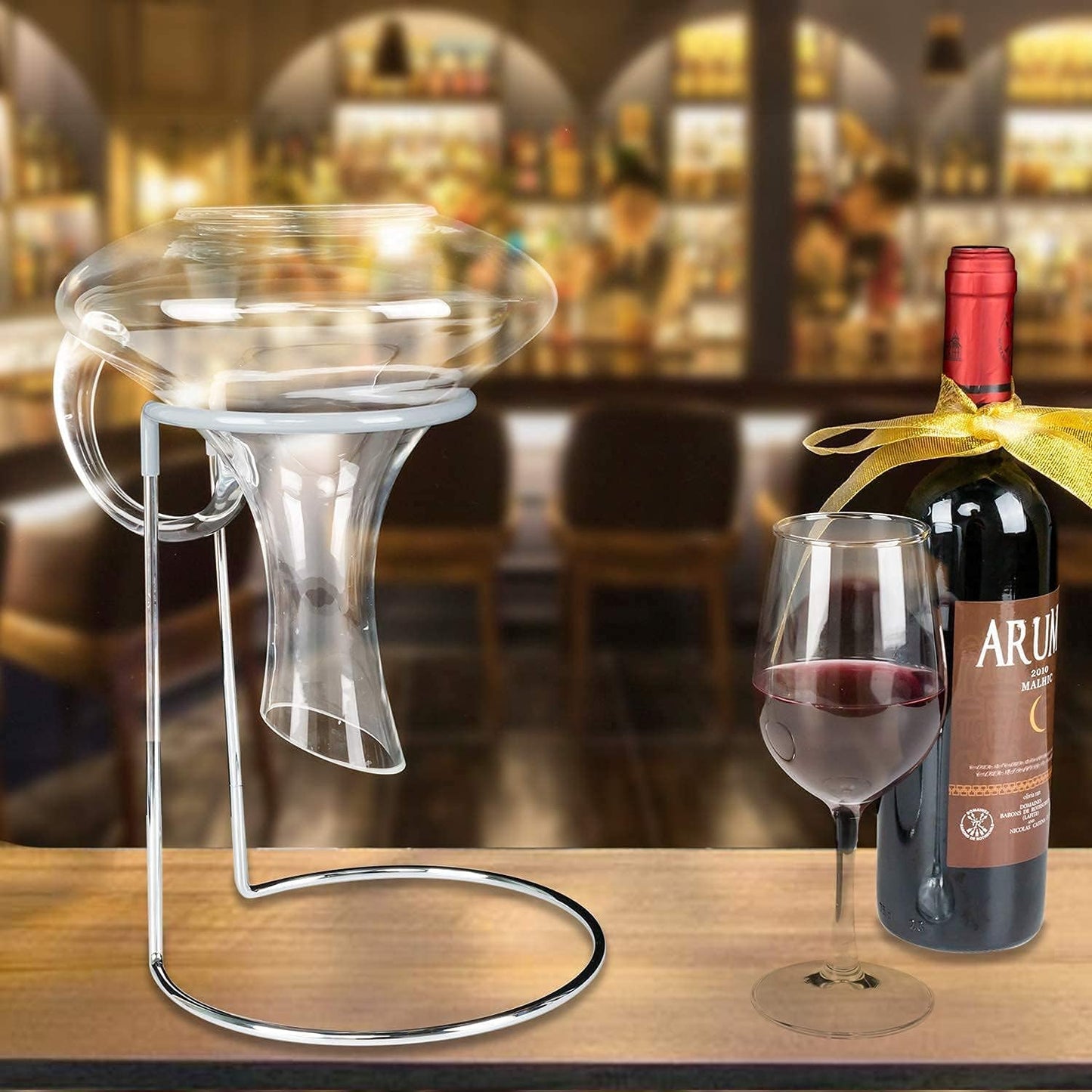 Wine Decanter Drying Stand with Rubber Coated Top to Prevent Scratches, Wine Decanter Drying Rack for Standard Large Wine Decanters, Decanter Cleaner Includes Cleaning Brush