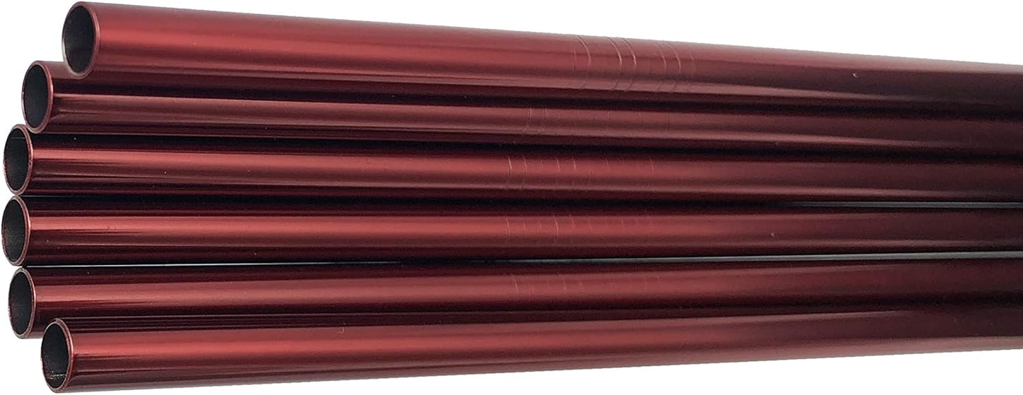 10 Pcs Stainless Steel Straws, Reusable Drinking Straws, Straight Metal Straw Sets with 2 Pcs Cleaning Brushes (8.5 Inch, Red)