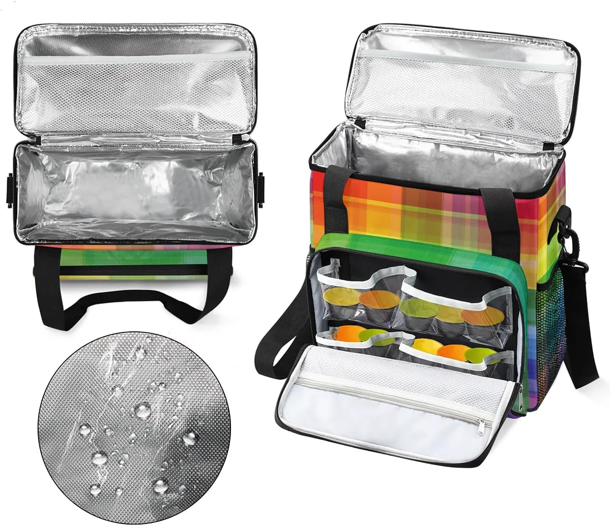 stripes colorful grid Coffee Maker Carring Bag Travel Carrying Storage Tote Bag Compatible with Keurig K-Mini or K-Mini Plus Portable Single Serve Coffee Brewer Case with Pockets for K-cup Pods