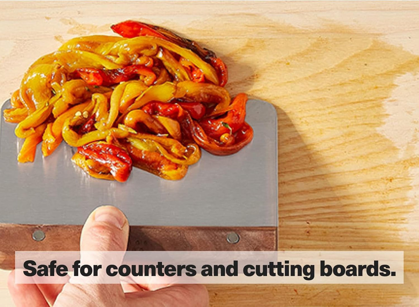 Misen Stainless Steel Bench Scraper - Versatile Food Scraper with Walnut Handle - Ideal for Kitchen, Pastry & Dough - Durable Cutting Board Scraper Tool - Effortless Transfer into Pots & Pans - Red