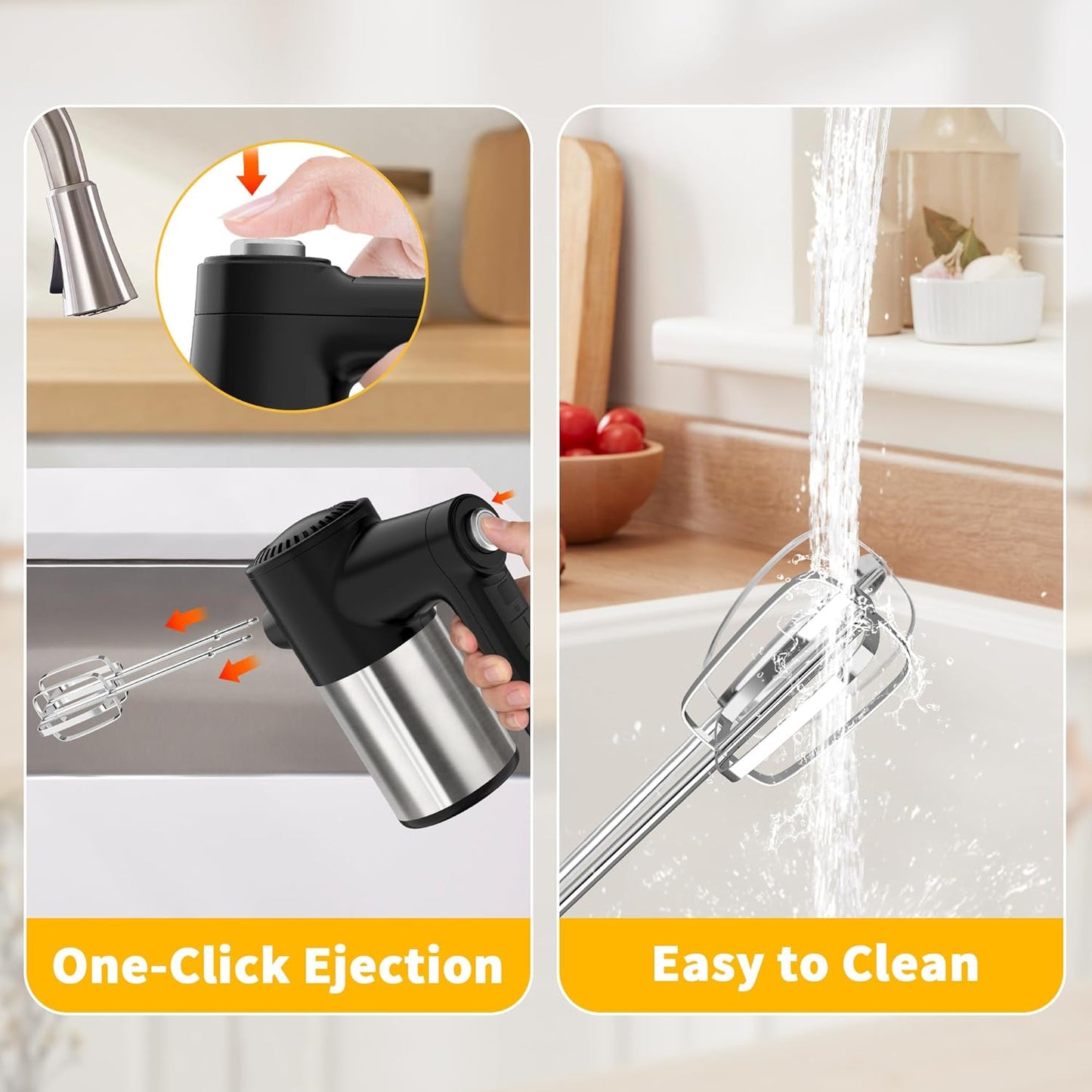 Cordless Hand Mixer, Digital Display 7 Speed Rechargeable Electric Mixer Handheld with 6 Stainless Steel Attachments Whisks Beaters Dough Hooks & Storage Base, Kitchen Blender for Baking, Eggs, Cakes