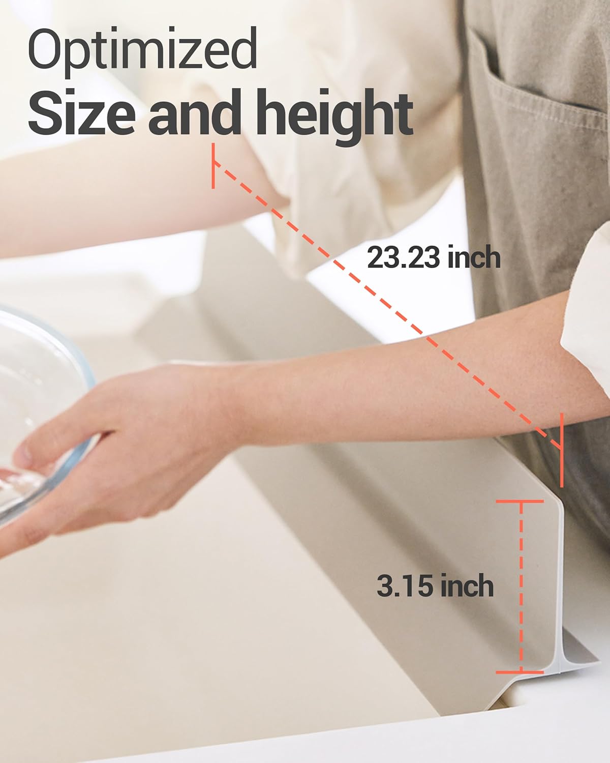 23 inches 100% Premium Silicone Kitchen Sink Splash Guard - Non Slip Strong Suction, Durable, and Easy-to-Clean Splash Protector for Mess-Free Cooking and Dishwashing (Deep Gray)