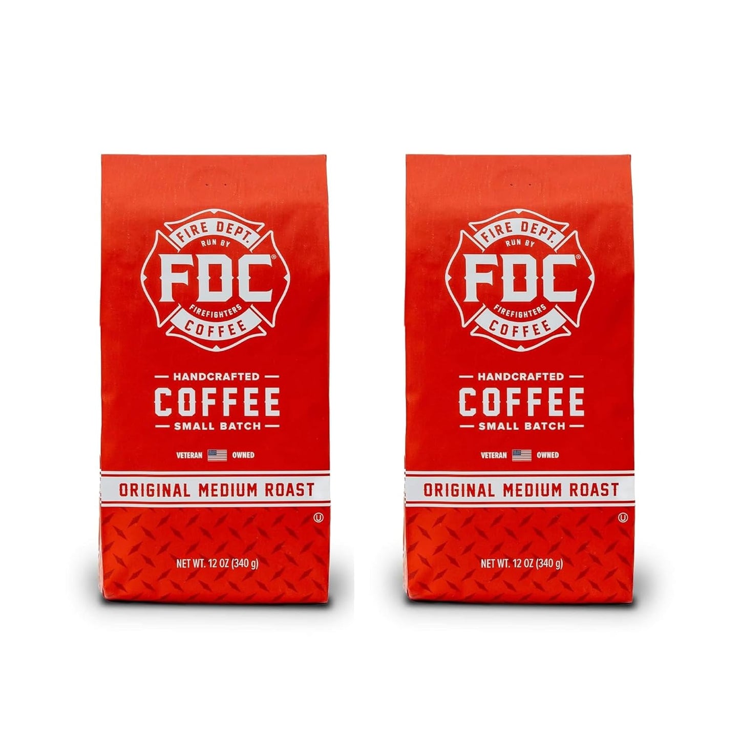 Fire Department Coffee - Gives Back to Firefighters - Original Medium Roast Ground Coffee - Balanced & Smooth - Roasted in the USA - Veteran Owned (12 oz, Pack of 2)