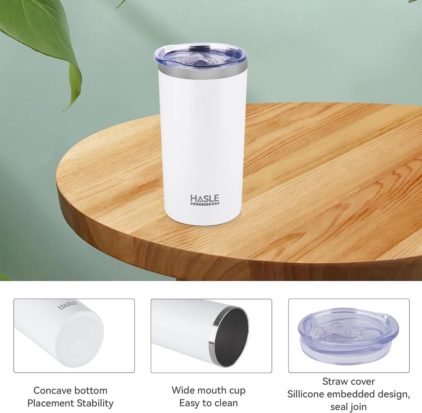 HASLE OUTFITTERS 12 oz Skinny Tumbler, Stainless Steel Insulated Slim Tumbler with Lid, Reusable Double Wall Travel Coffee Mug, Durable Powder Coated Travel Water Cup(White,1)