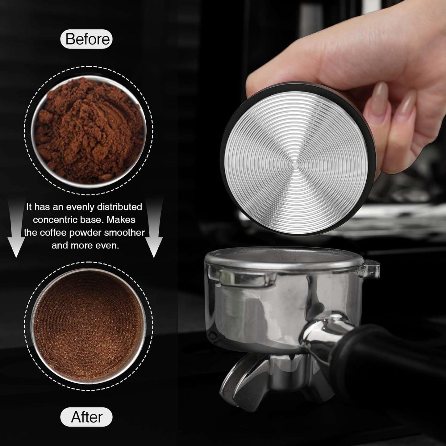 PUSEE 58.5mm Espresso Coffee Tamper - Premium Barista Coffee Tamper, Constant 30lb Calibrated Double Spring Stainless Steel Ground Espresso Tamper,Fits for All 58mm Portafilters,Espresso Accessories