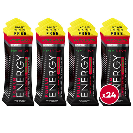 NewTrition® Extra Strength Energy Shots, 250mg Caffeine Energy Shots with Vitamin B & Amino Acids, Sugar-Free Vitamin Energy Shot, 1.7 fl oz (Pack of 24, Mystic Melon)