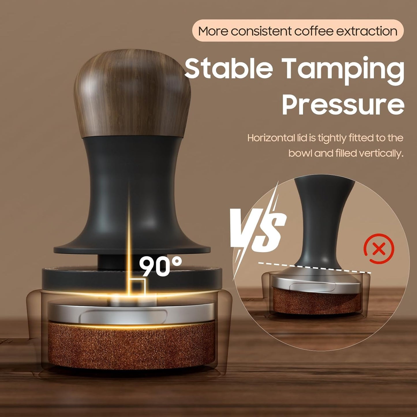 MHW-3BOMBER Espresso Tamper 45.5mm with Sound Feedback, Calibrated Coffee Tamper 30lbs, Tamper for Flair PRO or PRO 2 Espresso Makers, Flat Base T7070F-OS