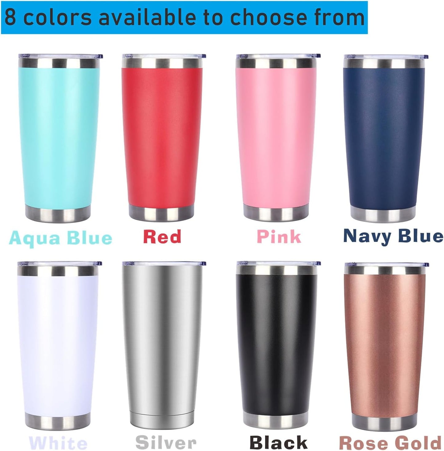 Pandance 20oz Stainless Steel Insulated Tumblers with Lid and Straw Bulk, Double Wall Vacuum Water Cups for Hot & Iced Coffee Drinks Travel Mug (Silver, 12 pack)