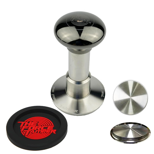 The Force Tamper Automatic Impact Adjustable Constant Pressure and Autoleveling Coffee Tamper Black Mirror Jellyfish AL Handle Set Pro (Flat-Distribute Set, 53.00mm)