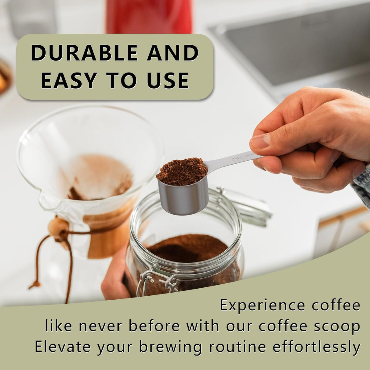 1PCS 2 Tablespoon(2tbsp, 30ml, 1/8cup) Coffee Scoop, Long Handle Measuring Spoon, Stainless Steel Scooper