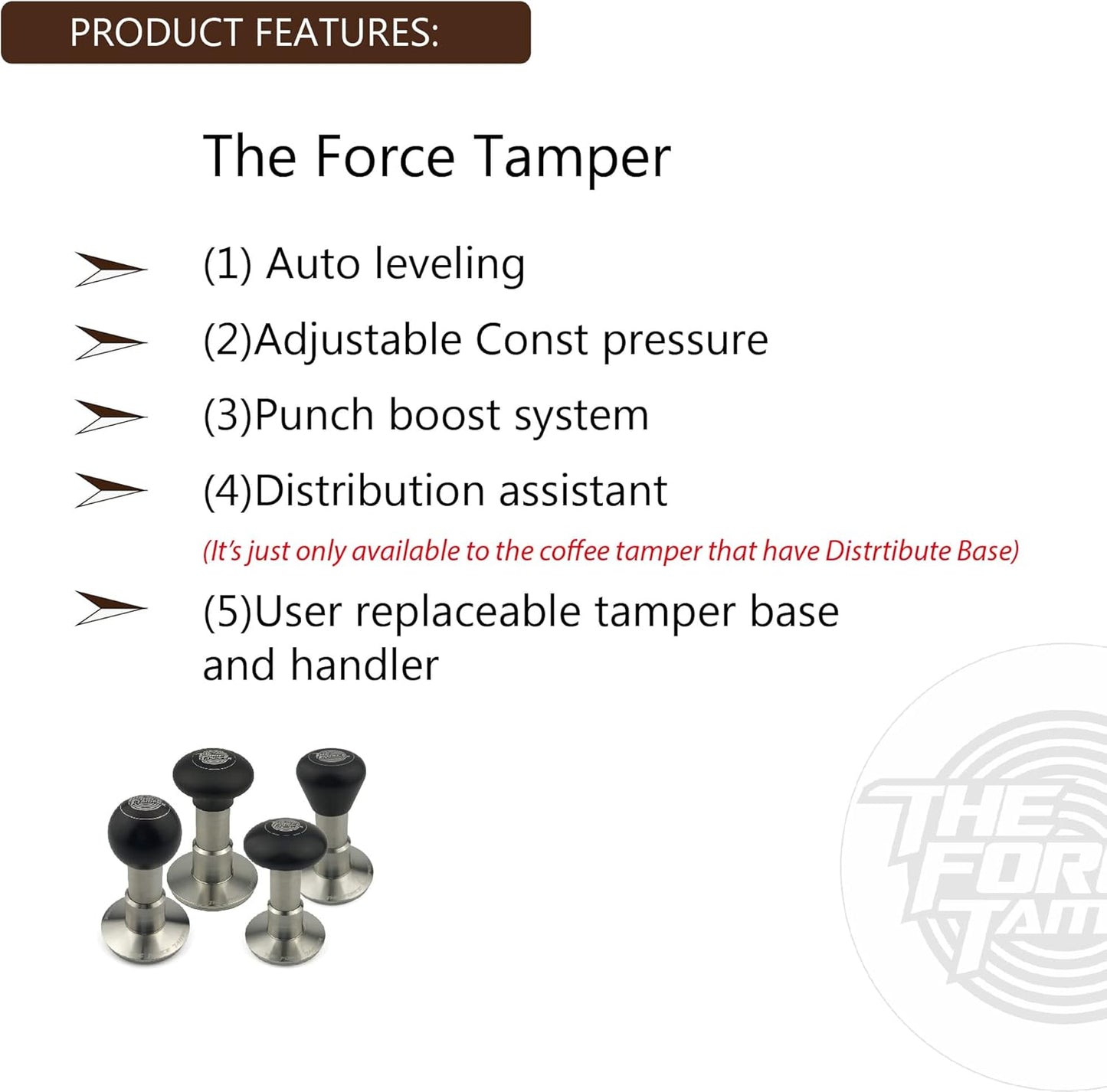 The Force Tamper Automatic Impact Coffee Tamper Adjustable Const Pressure and Autoleveling Extend Set New (Ball, 58.50mm)