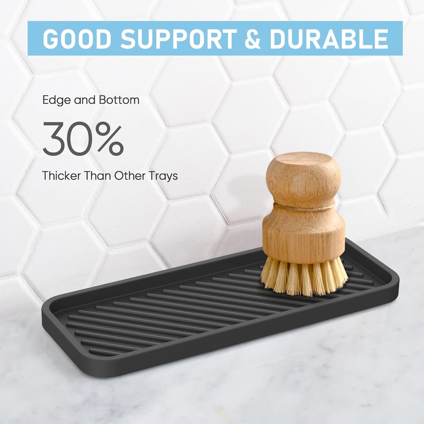 EG-SIPRO Kitchen Sink Organizer Tray,Sponge Holder for Kitchen Sink Bathroom Counter Tray Sponge Caddy Silicone Soap Holder for Soap dispenser, Bottle, Dishwashing Accessories(2-pack)
