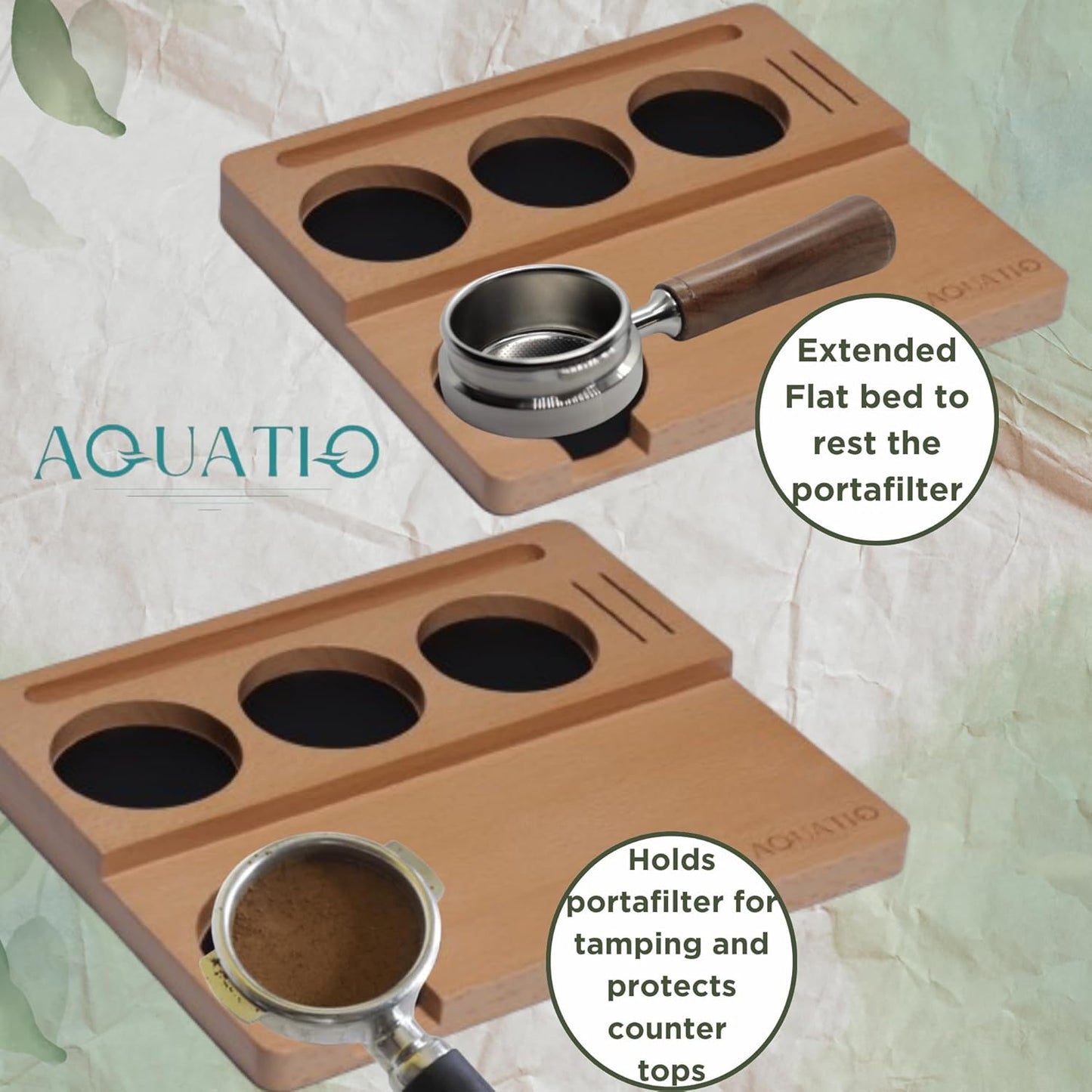 51-58 mm Wide Espresso Tamping Mat - Wooden Coffee Tamping Station - Espresso Accessories for Baristas