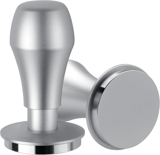 Normcore 51mm Coffee Tamper V4.1 with Click Sound Feedback, Spring Loaded Tamper With Flat Base, Espresso Barista Tamper Compatible with 51mm Delonghi Portafilter, Anodized Aluminum Handle, Silver