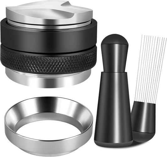 58mm Espresso Accessories Kit, Coffee Distributor and Tamper Leveler, WDT Tool and Dosing Funnel Set Fits 58 mm Espresso Machines and Portafilters