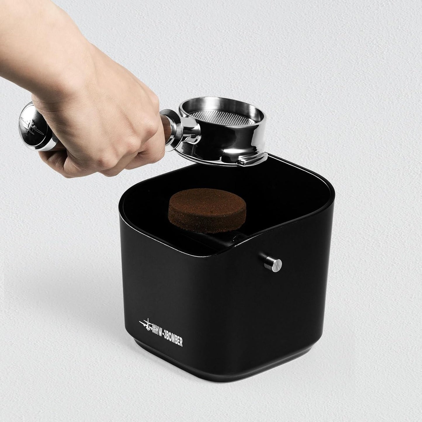MHW-3BOMBER Espresso Knock Box, 1.2L(15 Cups) Coffee Knock Box with Removable Knock Bar and Anti-slip Pads for Espresso Puck, Coffee Ground, Durable Espresso Accessories, Black GB5967B-OS