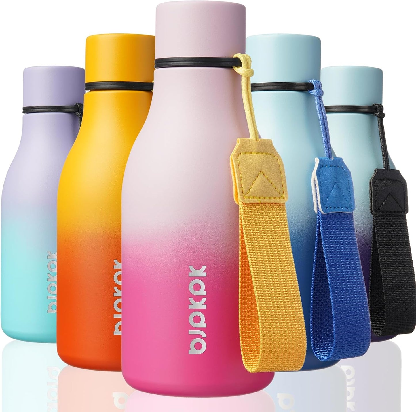 BJPKPK Insulated Water Bottles, 12oz Stainless Steel Metal Water Bottle with Strap, BPA Free Leak Proof Thermos, Mugs, Flasks, Reusable Water Bottle for Sports & Travel, Sakura