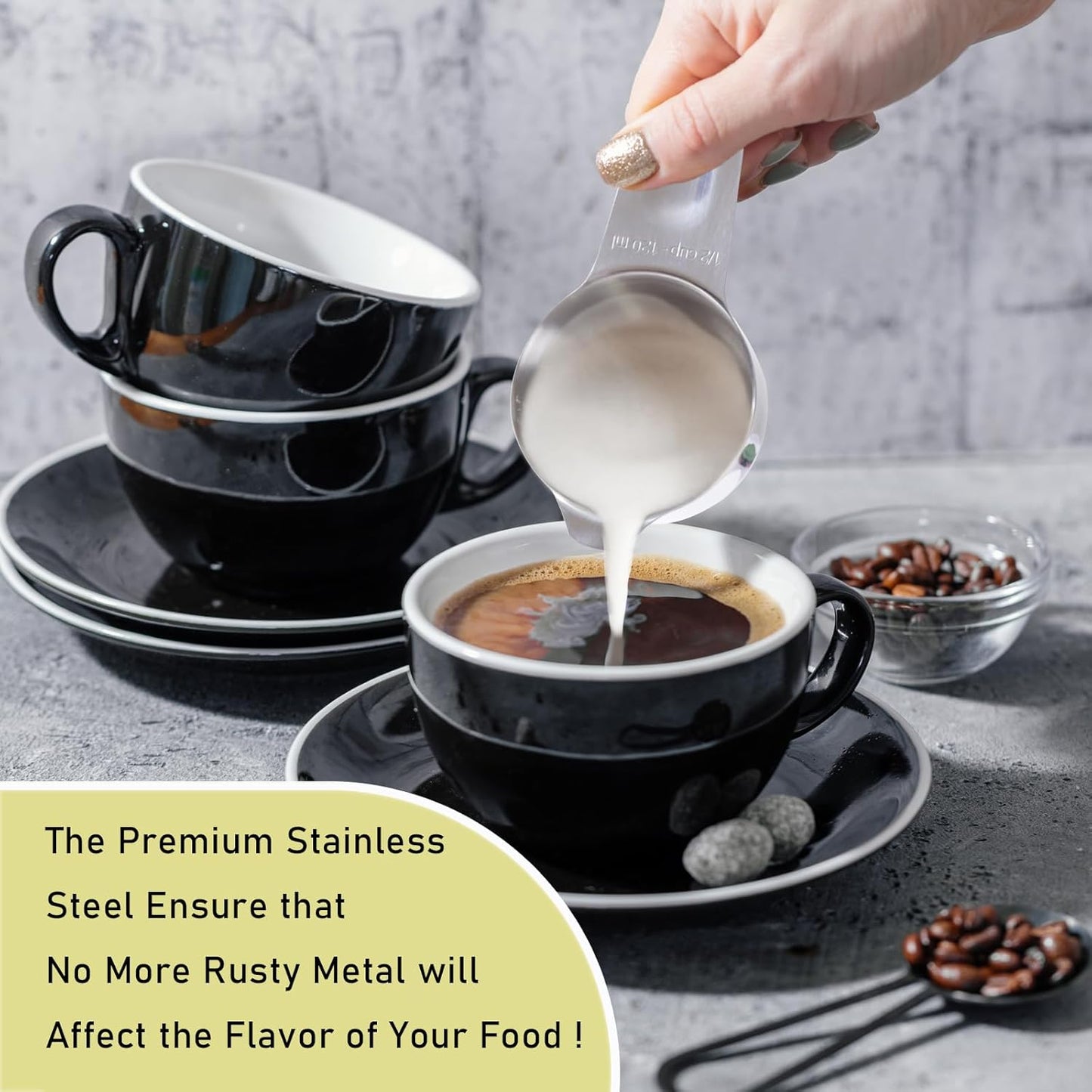 1PCS 1/8Cup (30ml, 1oz) Single Measuring Cup, Stainless Steel Measure Scoop, Metric and US Measurement, Heavy Duty, Dishwasher Safe