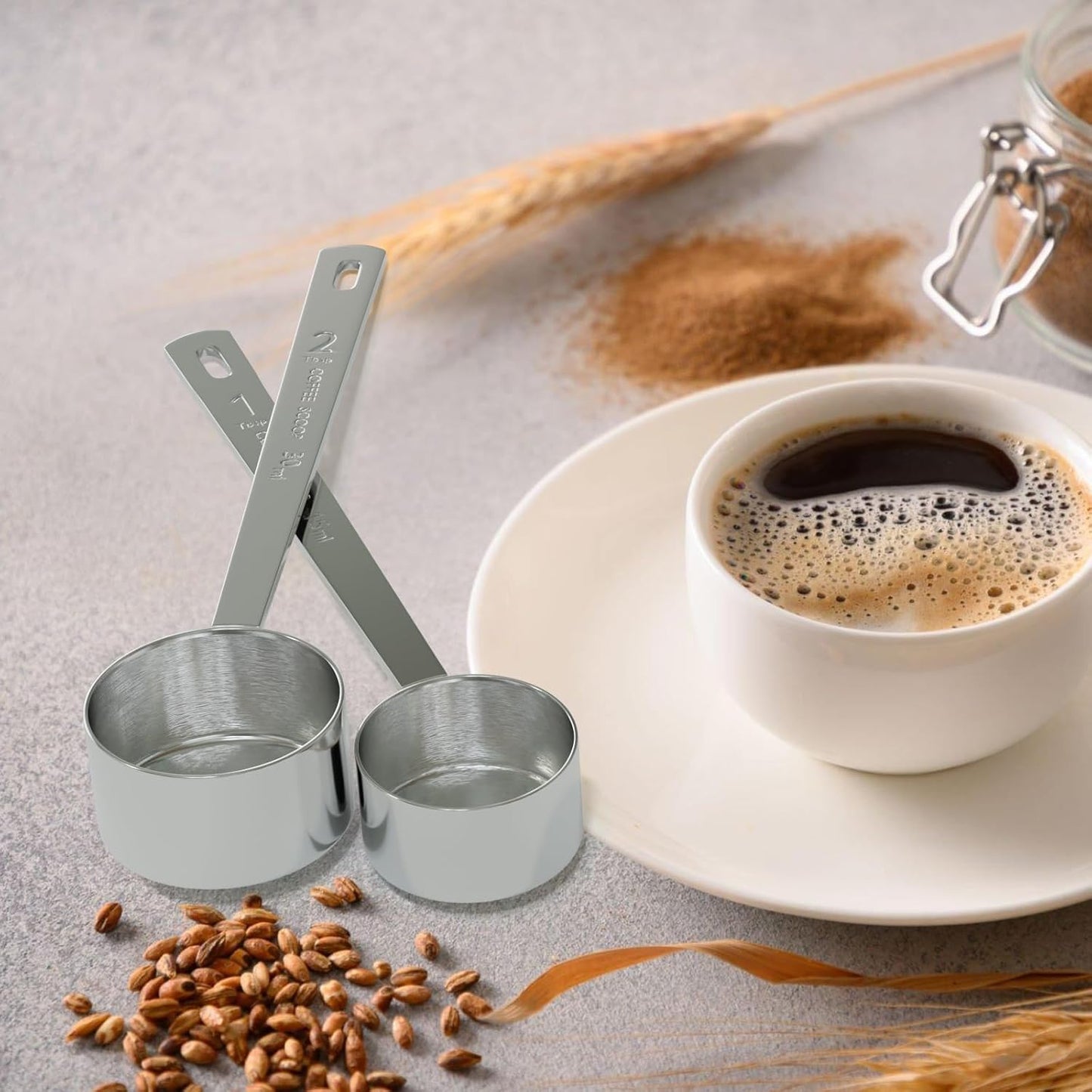 2PCS 1 Tablespoon Coffee Scoop, Long Handle Measuring Spoon, One tbsp (15ml) Stainless Steel Scooper