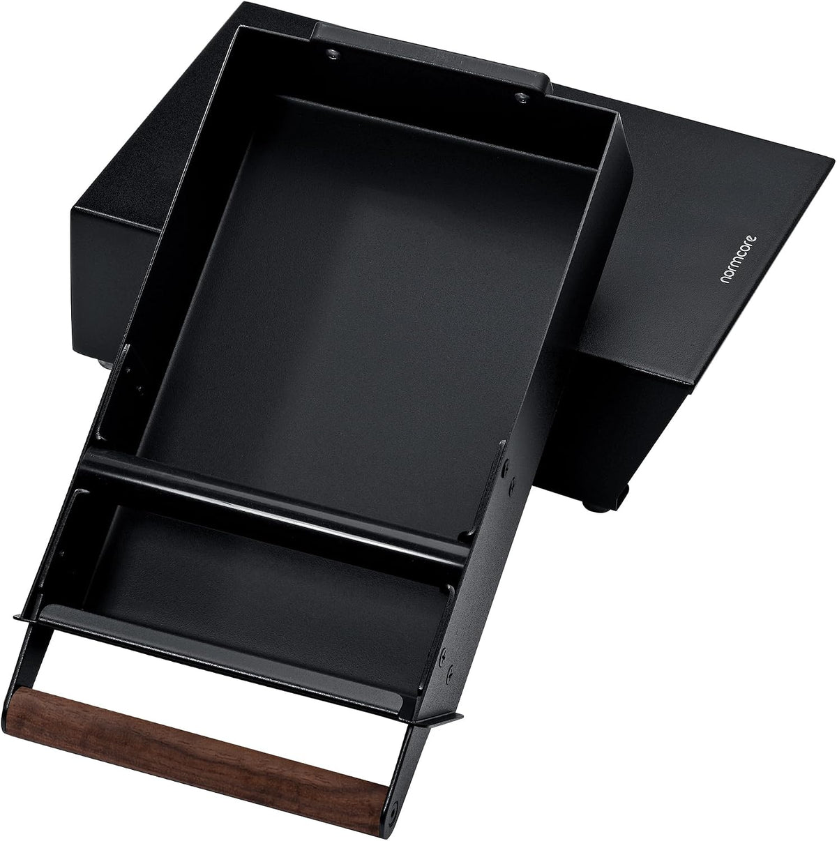 Normcore Espresso Knock Box Drawer, 304 Stainless Steel with Removable Knock Bar, Non-Slip Base & Walnut Wood Handle, Mirror Finish, Size S,Walnut