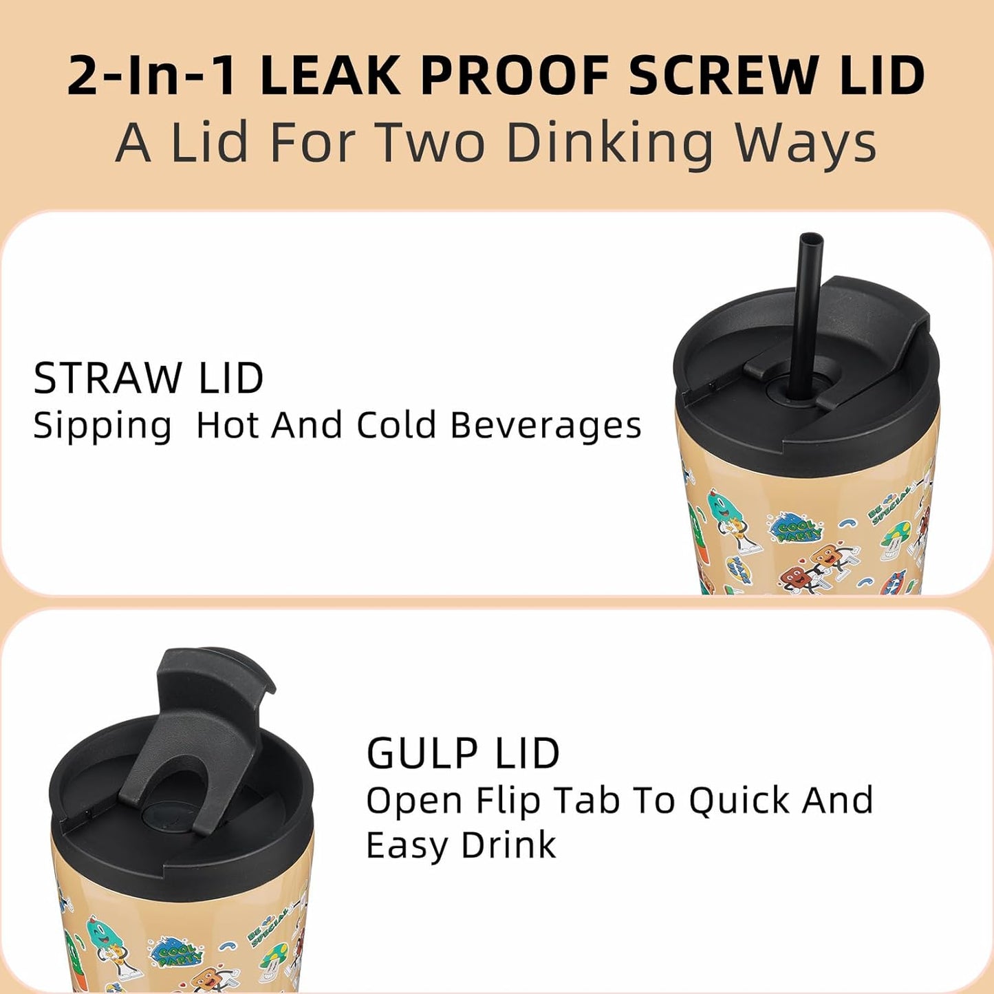BJPKPK 30oz Tumbler With lid And Straw Stainless Steel Travel Coffee Mug Insulated Tumblers Cups,Spring Party Brown