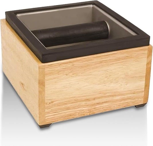 Rattleware Stainless Maple Holder Knock Box - Perfect for Home, Cafe, Restaurant, Hotel, Office, or Commercial Establishment - Heavy Duty Knock Box Trusted By Baristas Worldwide (6″ x 5.5″ x 4″)