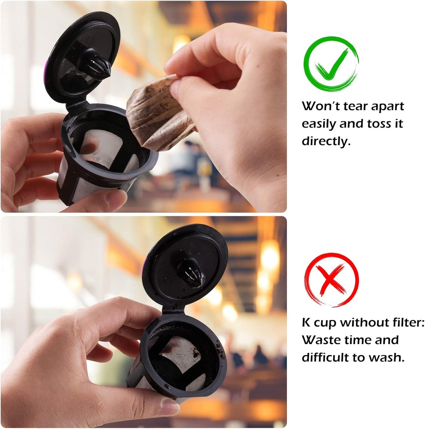 Disposable Paper Coffee Filters, Keurig K Cup Paper Filters for Keurig Single Brewer Reusable Cups, K-cup Coffee Pods, Fits All Brands Reusable K Cups (500)